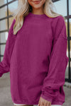 Fuchsia Ribbed Oversized Sweatshirt