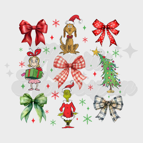 Character Christmas with bows DTF Print