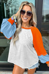 Ash Colorblock Orange and Blue Pullover