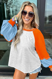 Ash Colorblock Orange and Blue Pullover