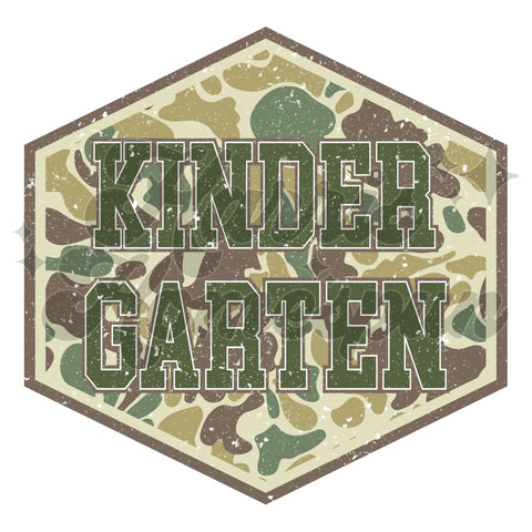 Old School Camo Kindergarten DTF Print