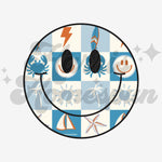 Blue Beach Smiley DTF Print