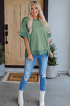 Green Exposed Seam Loose Fit Top