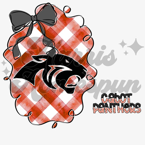 Checkered w/ Bow Cabot Panthers DTF Print