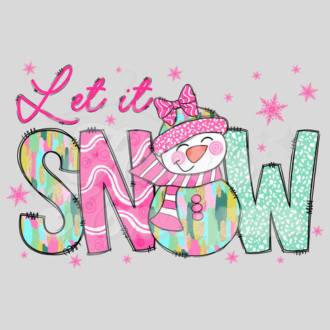 Let it Snow Pink and Mint DTF Print