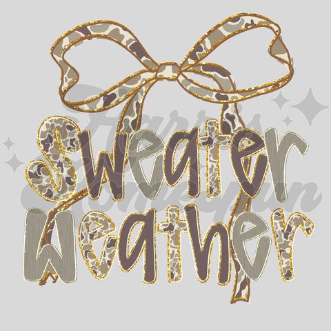 Sweater Weather Camo Bow DTF Print