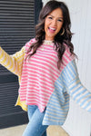 Multicolor Pastel Side Slits Sweater