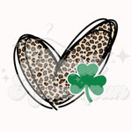 Leopard Heart with Clover DTF Print