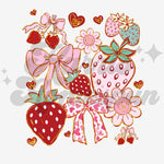 Strawberry Cluster with Bows DTF Print