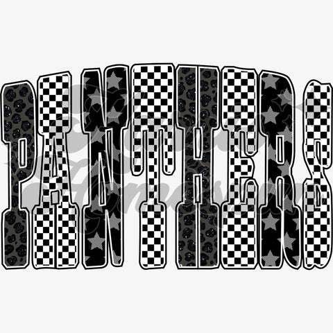PANTHERS Black and White Patterns DTF Print