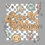 Pre K Vibes Smiley Peace DTF Print