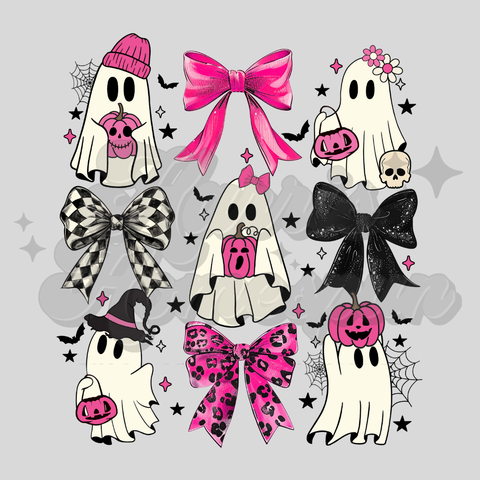 Ghosts with Pink Bows DTF Print