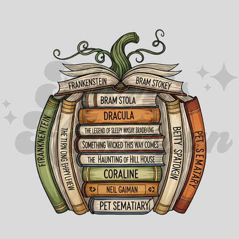 Halloween Books Pumpkin DTF Print
