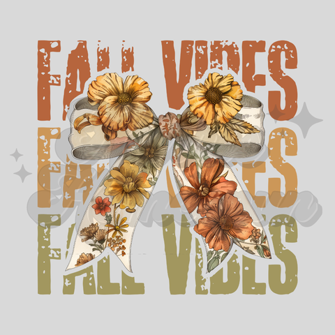 Fall Vibes Flower Bow DTF Print