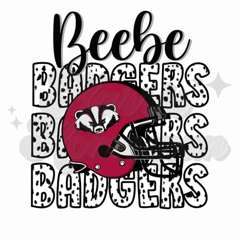 Beebe Badgers Dots Football Helmet DTF Print