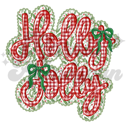 Holly Jolly Red and Green DTF Print