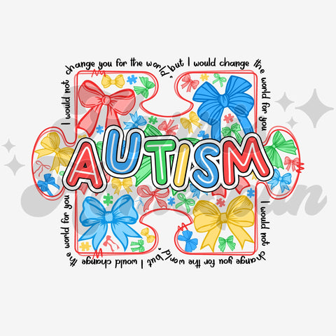 Autism Bows DTF Print