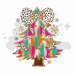 Colorful Brush Strokes Tree with Dot Bow DTF Print