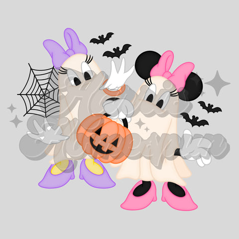 Girly Mouse Friends as Ghosts DTF Print