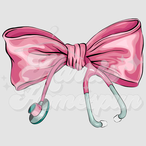 Pink Bow Nurse DTF Print