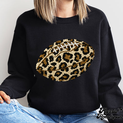 Faux Yarn Leopard Football Completed Top