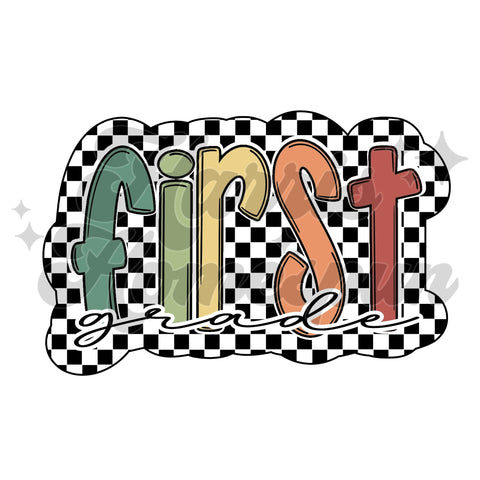 Colorful Checkered First Grade DTF Print