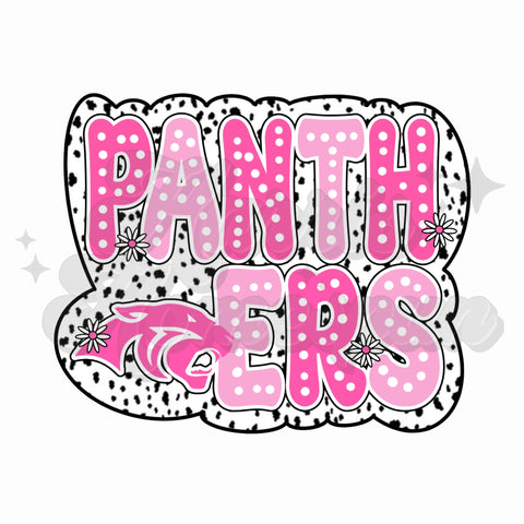 Pink Panthers with Dots DTF Print