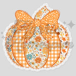 Fall Bow Colorblock Pumpkin DTF Print