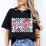 Mama Patriotic Flower Checkered Completed Top
