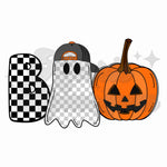 Boo Checkered Ghost & Orange Pumpkin DTF Print