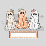 Three Ghosts with Bows DTF Print with name option