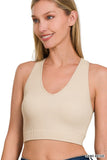 Zenana Seamless Ribbed Cropped Racerback Tank Top