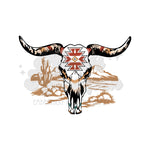 Bull Aztec Skull DTF Print