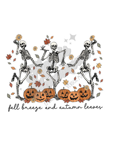 Fall Breeze Skeletons DTF Print