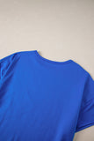 Blue Patched Pocket Exposed Seam Oversize Tee