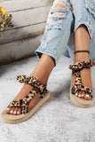 Leopard Print Bow Strap Sandals