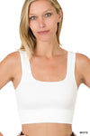 Seamless Ribbed Square Neck Cropped Tank Top