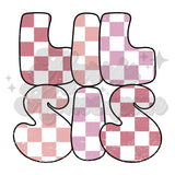 Lil Sis Pink Checkered DTF Print