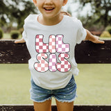 Lil Sis Pink Checkered DTF Print