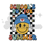 Schools Out for Summer Smiley Peace DTF Print