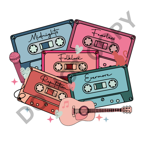 Taylor Swift Tapes DTF Print