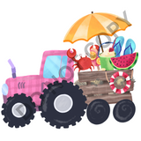 Beach Tractor Pink DTF Print
