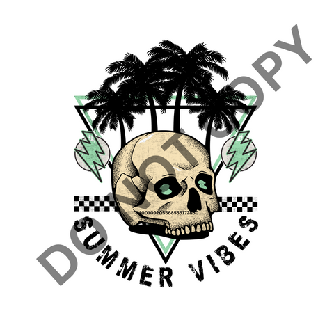Skull Summer Vibes DTF Print