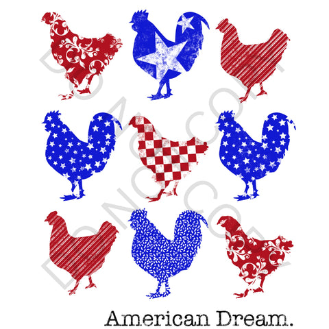 Patriotic Chickens DTF Print