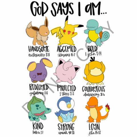 Pokemon Scriptures God Says… Pokémon DTF Print – Harris Homespun