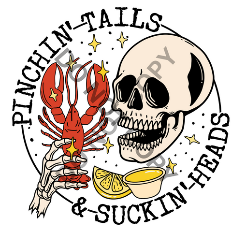 Skull Pinchin Tails Suckin Heads DTF Print