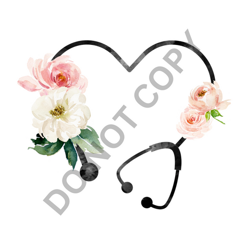 Floral Stethoscope DTF Print