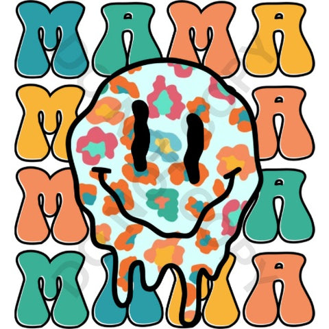 Mama Colorful Smiley DTF Print