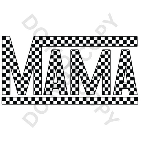 Black and White Checkered Mama DTF Print
