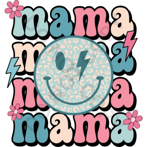 Teal Smiley Mama DTF Print